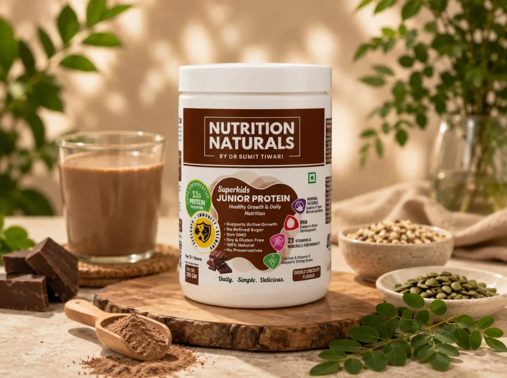 Superkids Junior Protein pack, front of label